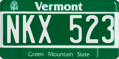 VT license plate NKX523