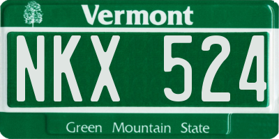VT license plate NKX524
