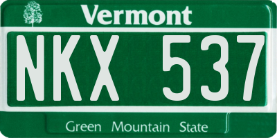 VT license plate NKX537