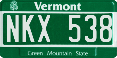 VT license plate NKX538