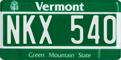 VT license plate NKX540