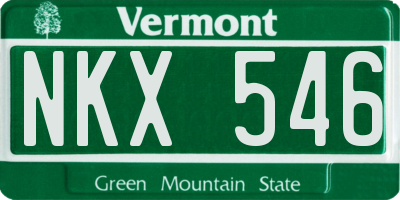 VT license plate NKX546