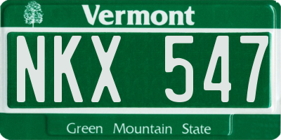 VT license plate NKX547