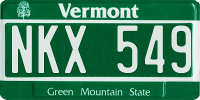 VT license plate NKX549