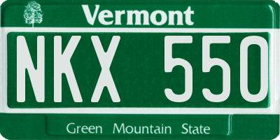 VT license plate NKX550
