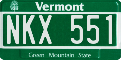 VT license plate NKX551