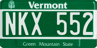VT license plate NKX552