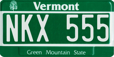 VT license plate NKX555