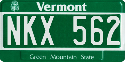 VT license plate NKX562