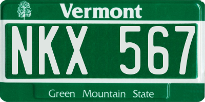 VT license plate NKX567