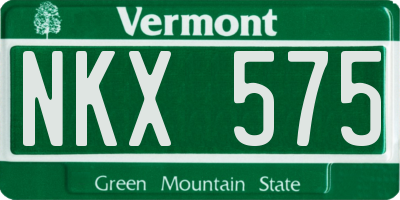 VT license plate NKX575