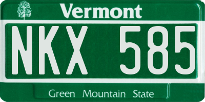 VT license plate NKX585