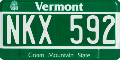 VT license plate NKX592