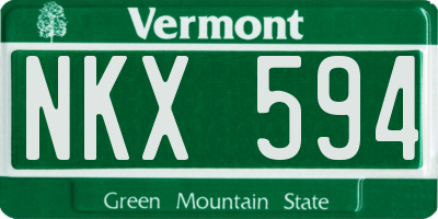 VT license plate NKX594