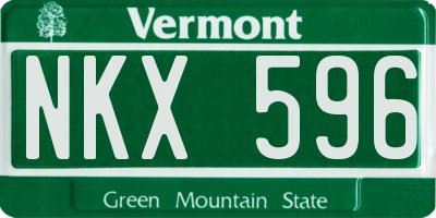 VT license plate NKX596