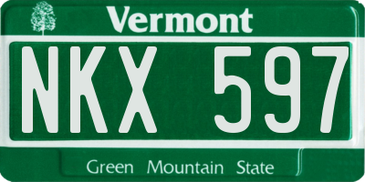 VT license plate NKX597