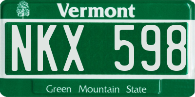 VT license plate NKX598