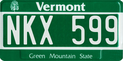 VT license plate NKX599