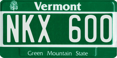 VT license plate NKX600