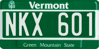 VT license plate NKX601