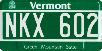 VT license plate NKX602