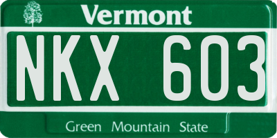 VT license plate NKX603