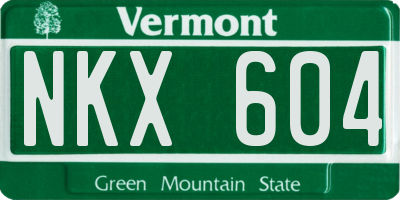 VT license plate NKX604