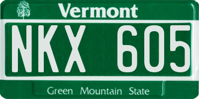 VT license plate NKX605