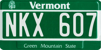 VT license plate NKX607