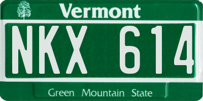VT license plate NKX614