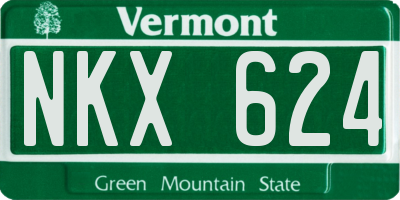 VT license plate NKX624