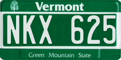 VT license plate NKX625