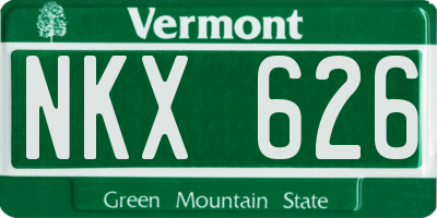 VT license plate NKX626