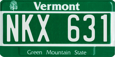 VT license plate NKX631