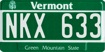 VT license plate NKX633