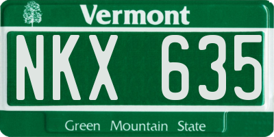 VT license plate NKX635