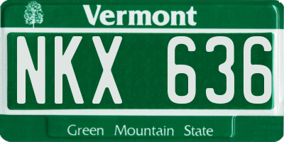VT license plate NKX636