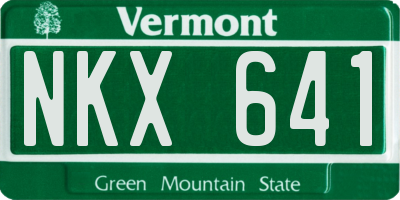 VT license plate NKX641