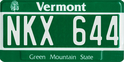 VT license plate NKX644