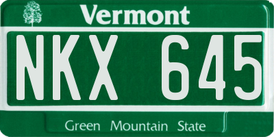 VT license plate NKX645