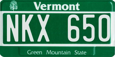 VT license plate NKX650