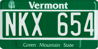 VT license plate NKX654