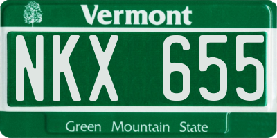 VT license plate NKX655