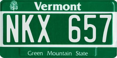 VT license plate NKX657