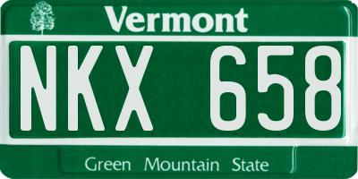 VT license plate NKX658