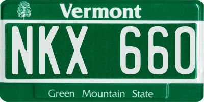 VT license plate NKX660