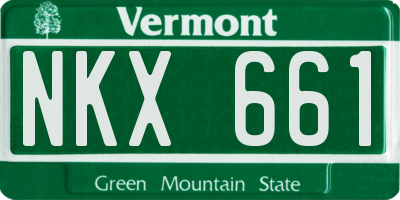 VT license plate NKX661