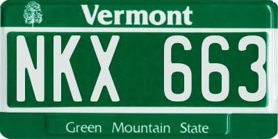 VT license plate NKX663