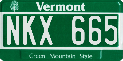 VT license plate NKX665
