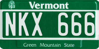 VT license plate NKX666
